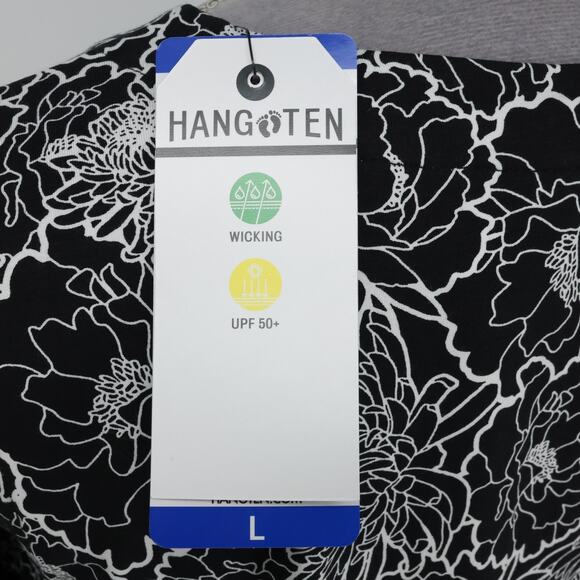 Hang Ten Dress Womens Large Black White Floral Stretch Pullover UPF 50 Plus New - Picture 11 of 16